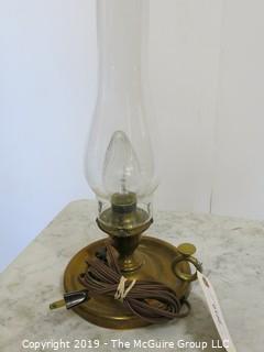 Collectible: Kerosene lamp: Simple Brass and Glass Table Lamp 