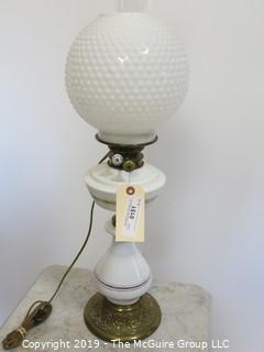 Collectible: Kerosene lamp: Electrified: Milk Glass Table Lamp with milk glass globe shade