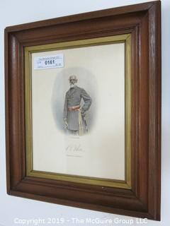 Art: Historic: 12 x 16" Wood Framed Colored Lithograph Framed; Gen. Robert E. Lee by W. G. Jackman, New York 