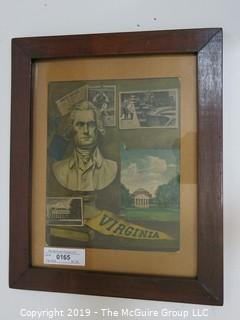 Art: Historic: 13 x 15 1/2" Colored Lithograph; Virginia Framed Under Glass