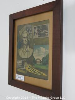 Art: Historic: 13 x 15 1/2" Colored Lithograph; Virginia Framed Under Glass