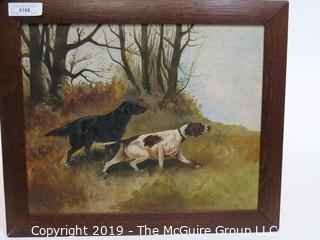 Art: Historic: Hunting: Dogs: 20 x 24" Wood Framed Oil on Canvas; "Dogs on the Hunt"