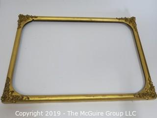 Collectible: Household: Furniture: 18 1/2 x 26 1/2 Gilt Frame with Corner Adornments (note some damage)