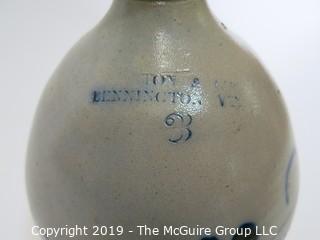 Collectible: Crockery: 15" T Salt Glazed Ovoid Stoneware Crock with Cobalt Blue Decoration; Norton and Co., Bennington, VT (Description Altered Nov 7 at 8:12am)