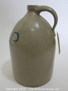 Collectible: Crockery: 15" T Salt Glazed Ovoid Stoneware Crock with Cobalt Blue Decoration; Norton and Co., Bennington, VT (Description Altered Nov 7 at 8:12am)