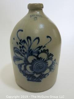 Collectible: Crockery: 15 1/4" T Salt Glazed Stoneware Crock with Cobalt Blue Decoration; #3; J & E Norton; Bennington, VT