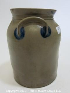 Collectible: Crockery: 11 1/4" T Double Handled Salt Glazed Crock with Ear Handles; #2;  marked P. Clark and Co., Lyons (Description Altered Nov. 7 at 8:15am)