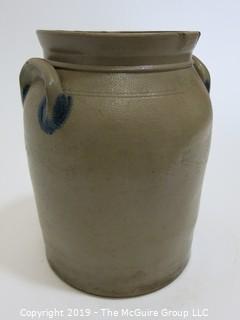 Collectible: Crockery: 11 1/4" T Double Handled Salt Glazed Crock with Ear Handles; #2;  marked P. Clark and Co., Lyons (Description Altered Nov. 7 at 8:15am)