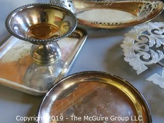 Collectible: Silver plate: Collection of Silver Plated Serving Dishes and Trivet