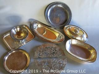 Collectible: Silver plate: Collection of Silver Plated Serving Dishes and Trivet