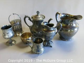 Collectible: Silver plate: Assorted silver plate Serving Pieces; various hallmarks shown