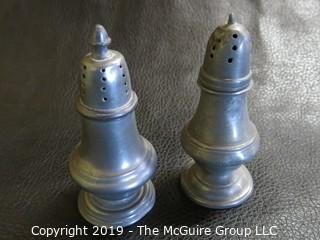 Collectible: Pewter: Antique Pewter Salt and Pepper Set