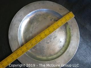 Collectible: Pewter: 13 1/2" diameter Antique Pewter Plate