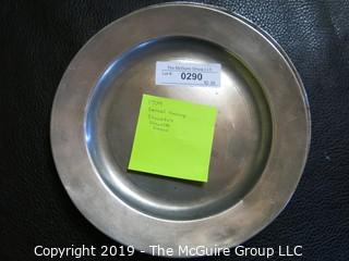 Collectible: Pewter: (2) Antique Pewter Plates; hallmarked; Samuel Havrop; Shrewsbury, Shopshire, England