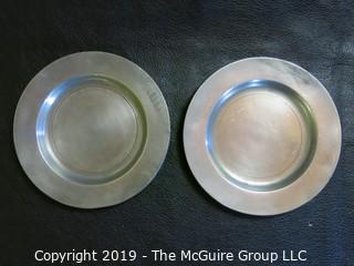 Collectible: Pewter: (2) Antique Pewter Plates; hallmarked on base