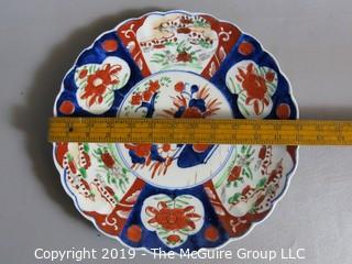 Collectible: Art: Ceramics: 12" diameter hand painted ceramic plate with Asian motif 