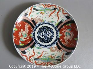 Collectible: Art: Ceramics: 12" diameter hand painted ceramic plate with dragon motif 