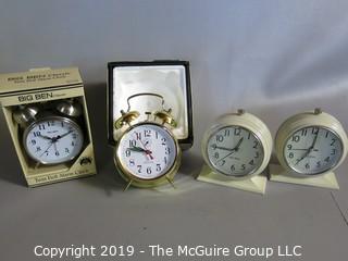 Collectible: Household: Electric: Collection of 4 alarm clocks including Bulova and Big Ben