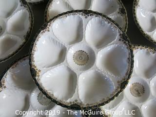 Collectibles: Ceramics: Set of 8 Oyster Ornate Plates; hallmarked "Victoria - Austria" and numbered "304" 6-wells very detailed. SET OF EIGHT (8) WOW