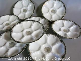 Collectibles: Ceramics: Set of 8 Oyster Ornate Plates; hallmarked "Victoria - Austria" and numbered "304" 6-wells very detailed. SET OF EIGHT (8) WOW