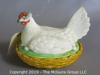 Collectible: Art Ceramics: Ceramic Rooster Covered Dish Painted