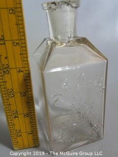 Collectible: Historical: Glass: Antique Square Glass Bottle; A.S. Hinds Apothecary bottle Portland, ME 