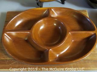 Collectible: Household: Kitchen: Collection of Treeware including Walnut Salad Bowl Set; Wooden Chip and Dip Platter; Vegetable Tray; Mortar and Pestle and Burled Nut Bowl