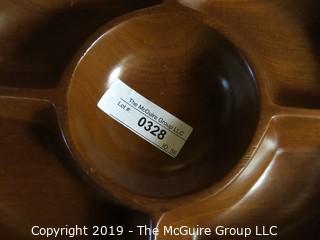 Collectible: Household: Kitchen: Collection of Treeware including Walnut Salad Bowl Set; Wooden Chip and Dip Platter; Vegetable Tray; Mortar and Pestle and Burled Nut Bowl