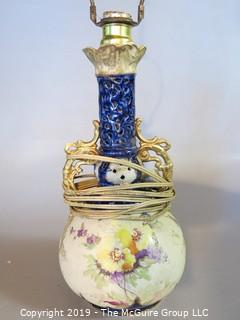 Collectibles: Household: Lighting: Antique Hand Painted Table Lamp; hallmarked  "International; Made in Austria" (TMG 329)