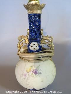 Collectibles: Household: Lighting: Antique Hand Painted Table Lamp; hallmarked  "International; Made in Austria" (TMG 329)