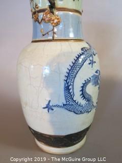 Art: Ceramics: M-C Ceramic Urn; decorated in Asian Motif (TMG # 330)