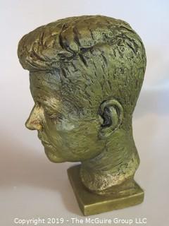 Collectible: Historical: Political: JFK Head Bust; composition unclear, not metal or stone, very light.