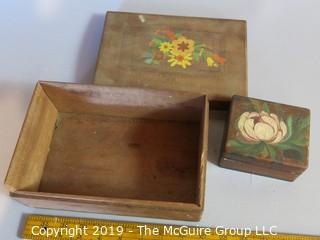 Collectible: Household: (2) Covered Wooden Jewelry Boxes; 