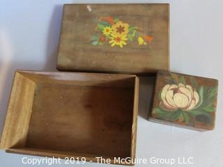 Collectible: Household: (2) Covered Wooden Jewelry Boxes; 