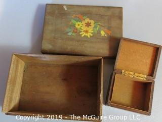 Collectible: Household: (2) Covered Wooden Jewelry Boxes; 