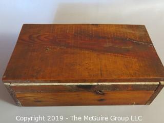 Household: Antique: Covered Pine Box; 8" D x 18" W