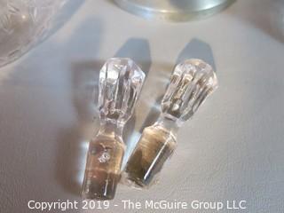 Collectible: Antique: Cruet Set; (note two of the bottles have damage) plus two unmatched items