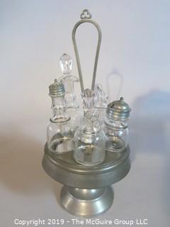 Collectible: Antique: Cruet Set; (note two of the bottles have damage) plus two unmatched items