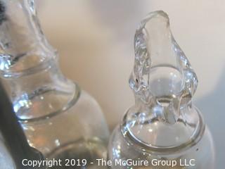 Collectible: Antique: Cruet Set; (note two of the bottles have damage) plus two unmatched items