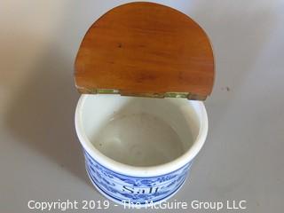 Collectibles: Antique: Kitchen: Wall Mounted "Salt" Container; made in Germany  ~7" in diameter