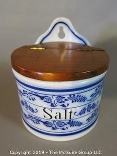 Collectibles: Antique: Kitchen: Wall Mounted "Salt" Container; made in Germany  ~7" in diameter