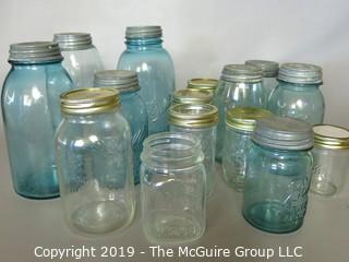 Collectible: Glass: Kitchen: Collection of Assorted Ball and Atlas Canning Jars