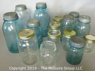 Collectible: Glass: Kitchen: Collection of Assorted Ball and Atlas Canning Jars