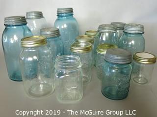 Collectible: Glass: Kitchen: Collection of Assorted Ball and Atlas Canning Jars