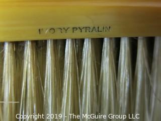 Collectibles: Antique: Household: Personal Care: 2 Piece Brush Set; marked Ivory Pyralin Celluloid (TMG #368)