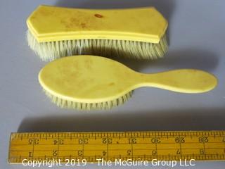 Collectibles: Antique: Household: Personal Care: 2 Piece Brush Set; marked Ivory Pyralin Celluloid (TMG #368)