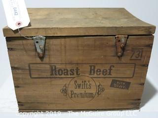 Advertising: Wood Crate: VTG: (refer to photos for condition): Swifts Premium Roast Beef