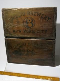 Advertising: Wood Crate: VTG: (refer to photos for condition): x2 FIDELO BREWERY - NEW YORK CITY