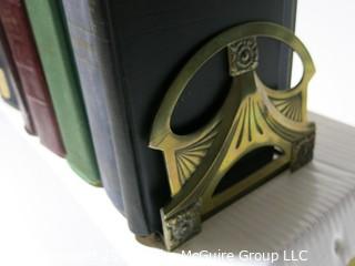 Desk Items: Brass: Art Deco expandable book holder WITH law books