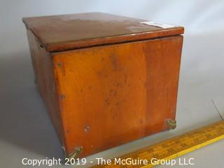 Wooden Shoe Shine Storage Box: VTG: (refer to photos for condition): includes contents